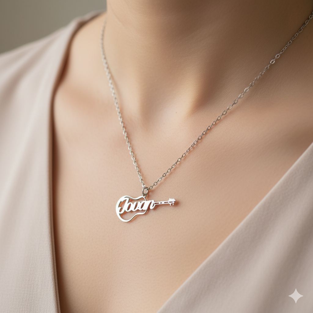 Pendentif et Tour de cou Motif JOVAN Guitare